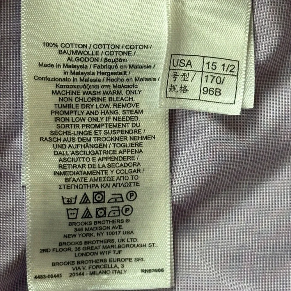 Brooks Brothers Dress Shirt Mens 15.5 35 Regent Purple‎ Supima 100% Cotton